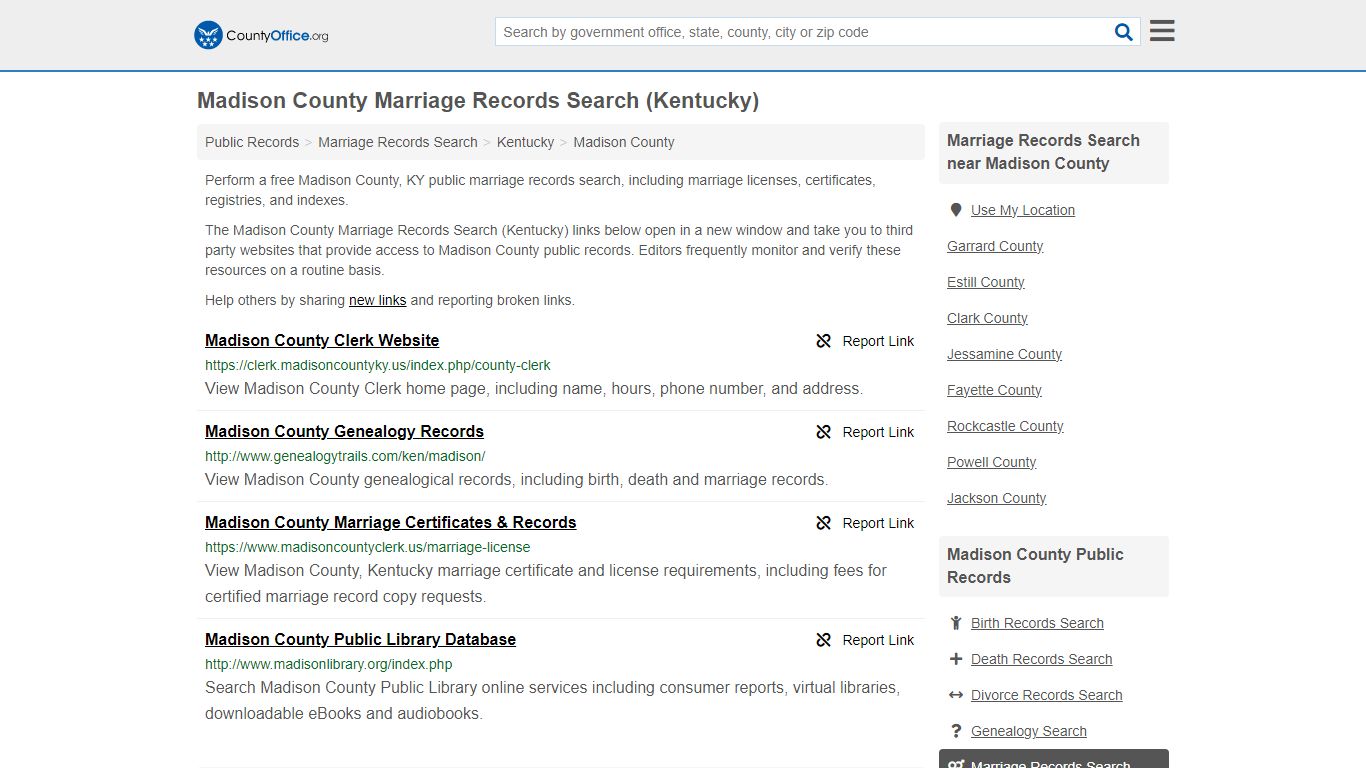 Madison County Marriage Records Search (Kentucky)